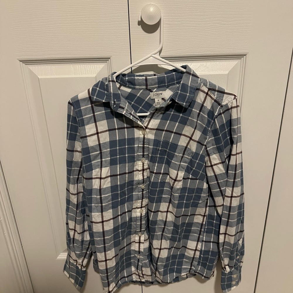 J. Crew Blue and White Plaid Shirt